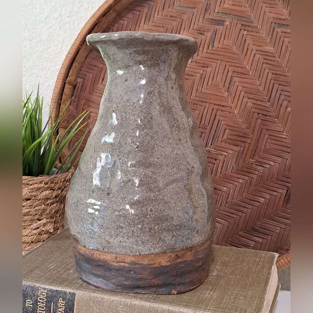 Handmade Rustic Textured Pottery Pitcher Boho Vase - Picture 4 of 11